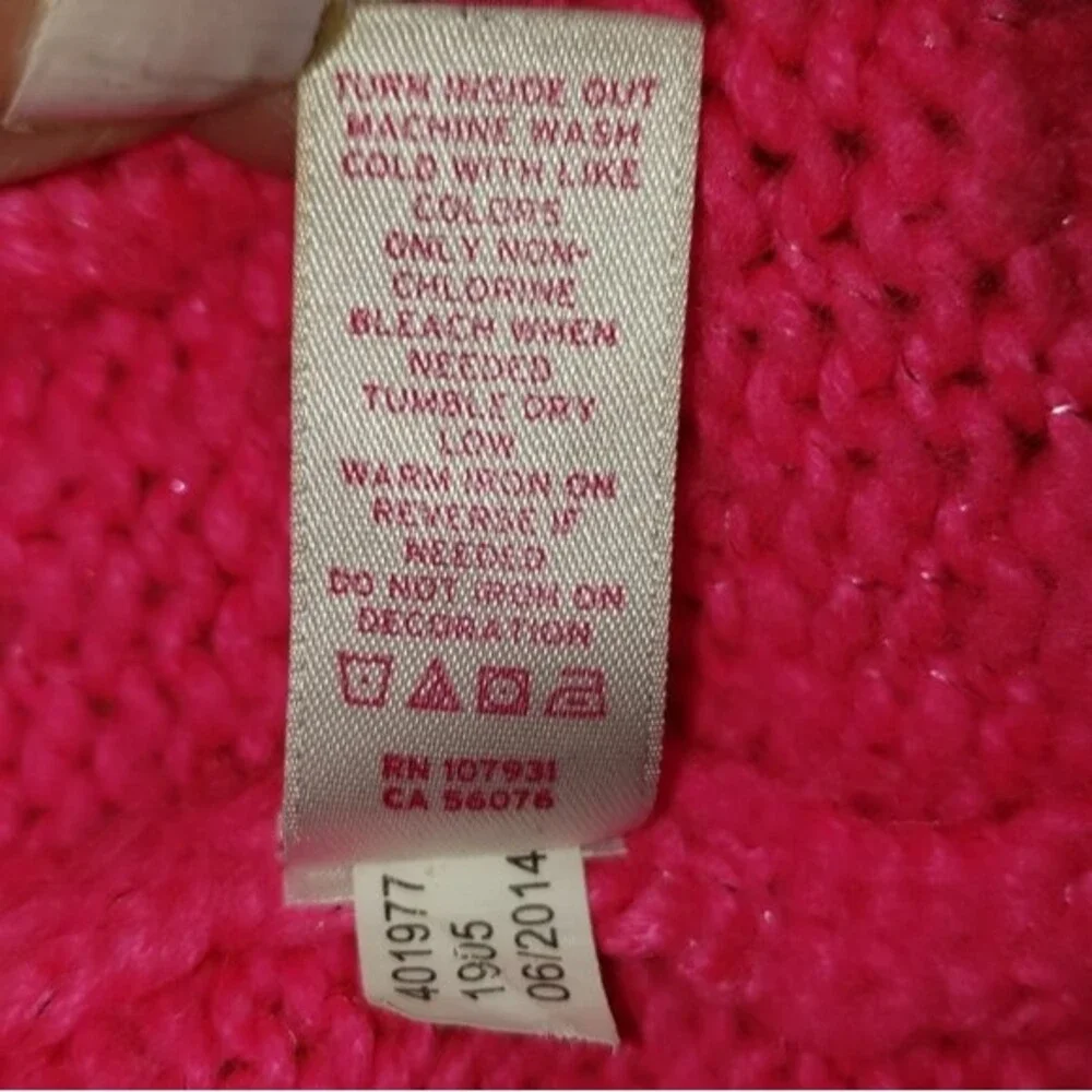 JUSTICE LOVE HOT NEON PINK SEQUINED SWEATER SIZE 12